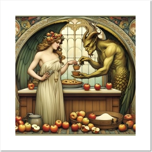 Eve and the Devil Making Apple Pie Posters and Art